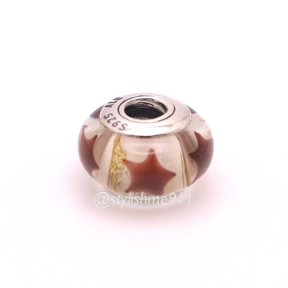 Authentic PANDORA Cinnamon Stars Glass Murano Bead - 790903 - Picture 9 of 9